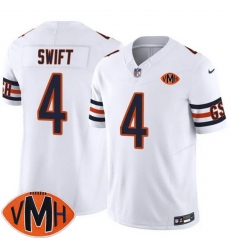 Men Chicago Bears 4 D 27Andre Swift White 2025 F U S E  With Illinois and VMH Patch Vapor Untouchable Limited Stitched Football Jersey
