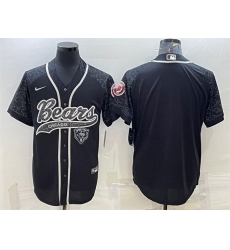 Men Chicago Bears Blank Black Reflective With Patch Cool Base Stitched Baseball Jersey Men Chicago Bears Blank Black Reflective With Patch Cool Base Stitched Baseball Jersey