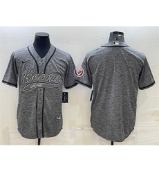 Men Chicago Bears Blank Grey With Patch Cool Base Stitched Baseball Jersey Men Chicago Bears Blank Grey With Patch Cool Base Stitched Baseball Jersey