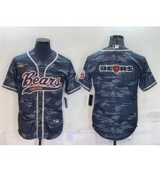 Men Chicago Bears Grey Camo Team Big Logo With Patch Cool Base Stitched Baseball Jersey Men Chicago Bears Grey Camo Team Big Logo With Patch Cool Base Stitched Baseball Jersey