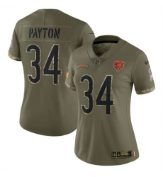 Women Chicago Bears 34 Walter Payton Olive 2022 Salute To Service Limited Stitched Jersey Women Chicago Bears 34 Walter Payton Olive 2022 Salute To Service Limited Stitched Jersey