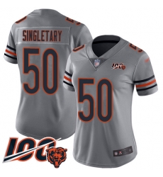 Women Chicago Bears 50 Mike Singletary Limited Silver Inverted Legend 100th Season Football Jersey Women Chicago Bears 50 Mike Singletary Limited Silver Inverted Legend 100th Season Football Jersey