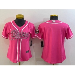 Women Chicago Bears Blank Pink With Patch Cool Base Stitched Baseball Jersey