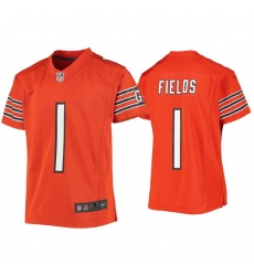Youth Chicago Bears 1 Justin Fields Orange Jersey Youth Chicago Bears 1 Justin Fields Orange Jersey