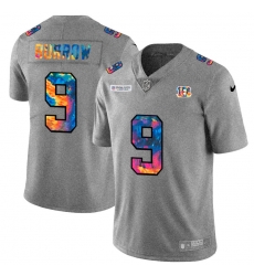 Cincinnati Bengals 9 Joe Burrow Men Nike Multi Color 2020 NFL Crucial Catch NFL Jersey Greyheather Cincinnati Bengals 9 Joe Burrow Men Nike Multi Color 2020 NFL Crucial Catch NFL Jersey Greyheather