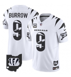 Men Cincinnati Bengals 9 Joe Burrow White F U S E With 4 Star C Patch Special Vapor Untouchable Limited Stitched Football Jersey 1 Men Cincinnati Bengals 9 Joe Burrow White F U S E With 4 Star C Patch Special Vapor Untouchable Limited Stitched Football Jersey 1