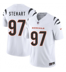 Men Cincinnati Bengals 97 Shemar Stewart White 2025 Draft F U S E  Vapor Untouchable Limited Stitched Football Jersey