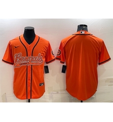 Men Cincinnati Bengals Blank Orange With Patch Cool Base Stitched Baseball Jersey Men Cincinnati Bengals Blank Orange With Patch Cool Base Stitched Baseball Jersey