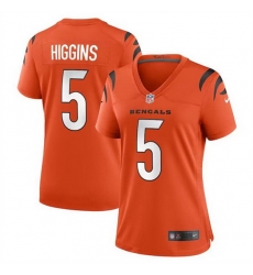 Women Cincinnati Bengals 5 Tee Higgins Orange Stitched Game Jersey Women Cincinnati Bengals 5 Tee Higgins Orange Stitched Game Jersey