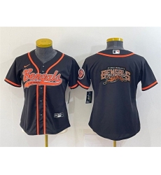 Women Cincinnati Bengals Black Team Big Logo With Patch Cool Base Stitched Baseball Jersey Women Cincinnati Bengals Black Team Big Logo With Patch Cool Base Stitched Baseball Jersey