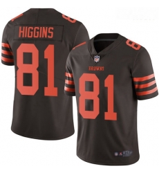 Browns 81 Rashard Higgins Brown Men Stitched Football Limited Rush Jersey Browns 81 Rashard Higgins Brown Men Stitched Football Limited Rush Jersey