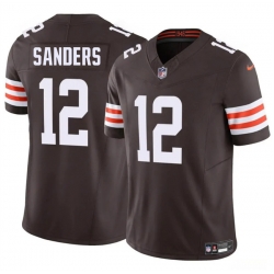 Men Cleveland Browns 12 Shedeur Sanders Brown 2025 Draft F U S E  Vapor Limited Stitched Football Jersey