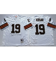 Men Cleveland Browns 19 Bernie Kosar White M&N Throwback Jersey Men Cleveland Browns 19 Bernie Kosar White M&N Throwback Jersey