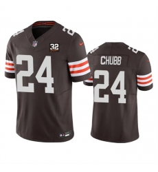 Men Cleveland Browns 24 Nick Chubb Brown 2023 F U S E With Jim Brown Memorial Patch Vapor Untouchable Limited Stitched Jersey Men Cleveland Browns 24 Nick Chubb Brown 2023 F U S E With Jim Brown Memorial Patch Vapor Untouchable Limited Stitched Jersey