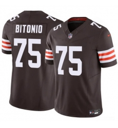 Men Cleveland Browns 75 Joel Bitonio Brown F U S E  Vapor Limited Stitched Football Jersey