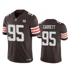 Men Cleveland Browns 95 Myles Garrett Brown 2023 F U S E With Jim Brown Memorial Patch Vapor Untouchable Limited Stitched Jersey Men Cleveland Browns 95 Myles Garrett Brown 2023 F U S E With Jim Brown Memorial Patch Vapor Untouchable Limited Stitched Jersey