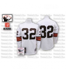 Mitchell And Ness Cleveland Browns 32 Jim Brown White Authentic Throwback NFL Jersey Mitchell And Ness Cleveland Browns 32 Jim Brown White Authentic Throwback NFL Jersey