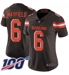 Browns #6 Baker Mayfield Brown Team Color Women Stitched Football 100th Season Vapor Limited Jersey Browns #6 Baker Mayfield Brown Team Color Women Stitched Football 100th Season Vapor Limited Jersey