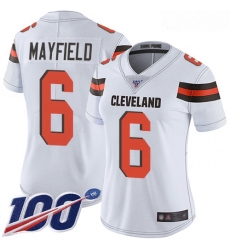 Browns #6 Baker Mayfield White Women Stitched Football 100th Season Vapor Limited Jersey Browns #6 Baker Mayfield White Women Stitched Football 100th Season Vapor Limited Jersey