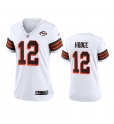 Women Cleveland Browns 12 Khadarel Hodge Nike 1946 Collection Alternate Game Limited NFL Jersey White Women Cleveland Browns 12 Khadarel Hodge Nike 1946 Collection Alternate Game Limited NFL Jersey White
