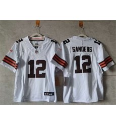Women Cleveland Browns 12 Shedeur Sanders White 2024 F U S E  Stitched Jersey 