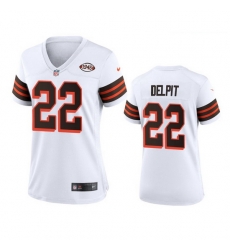 Women Cleveland Browns 22 Grant Delpit Nike 1946 Collection Alternate Game Limited NFL Jersey White Women Cleveland Browns 22 Grant Delpit Nike 1946 Collection Alternate Game Limited NFL Jersey White