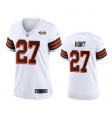 Women Cleveland Browns 27 Kareem Hunt Nike 1946 Collection Alternate Game Limited NFL Jersey White Women Cleveland Browns 27 Kareem Hunt Nike 1946 Collection Alternate Game Limited NFL Jersey White