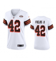 Women Cleveland Browns 42 Tony Fields II Nike 1946 Collection Alternate Game Limited NFL Jersey White Women Cleveland Browns 42 Tony Fields II Nike 1946 Collection Alternate Game Limited NFL Jersey White