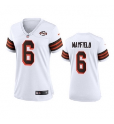 Women Cleveland Browns 6 Baker Mayfield Nike 1946 Collection Alternate Game Limited NFL Jersey White Women Cleveland Browns 6 Baker Mayfield Nike 1946 Collection Alternate Game Limited NFL Jersey White
