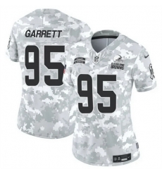 Women Cleveland Browns 95 Myles Garrett 2024 F U S E Arctic Camo Salute To Service Limited Stitched Jersey Women Cleveland Browns 95 Myles Garrett 2024 F U S E Arctic Camo Salute To Service Limited Stitched Jersey