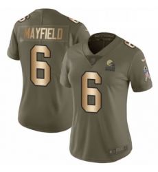Womens Nike Cleveland Browns 6 Baker Mayfield Limited Olive Gold 2017 Salute to Service NFL Jersey Womens Nike Cleveland Browns 6 Baker Mayfield Limited Olive Gold 2017 Salute to Service NFL Jersey