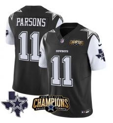 Men Dallas Cowboys 11 Micah Parsons Black White 2023 F U S E NFC East Champions Patch Stitched Football Jersey Men Dallas Cowboys 11 Micah Parsons Black White 2023 F U S E NFC East Champions Patch Stitched Football Jersey