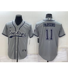 Men Dallas Cowboys 11 Micah Parsons Grey Cool Base Stitched Baseball Jersey Men Dallas Cowboys 11 Micah Parsons Grey Cool Base Stitched Baseball Jersey