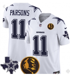 Men Dallas Cowboys 11 Micah Parsons White John Madden Patch Vapor Limited Stitched Football Jersey Men Dallas Cowboys 11 Micah Parsons White John Madden Patch Vapor Limited Stitched Football Jersey