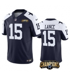 Men Dallas Cowboys 15 Trey Lance Navy White 2023 F U S E NFC East Champions Patch Stitched Football Jersey Men Dallas Cowboys 15 Trey Lance Navy White 2023 F U S E NFC East Champions Patch Stitched Football Jersey
