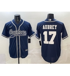 Men Dallas Cowboys 17 Brandon Aubrey Navy Cool Base Stitched Baseball Jersey