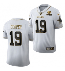 Men Dallas Cowboys 19 Amari Cooper White Golden Edition With 1960 Patch Limited Stitched Jersey Men Dallas Cowboys 19 Amari Cooper White Golden Edition With 1960 Patch Limited Stitched Jersey