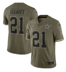Men Dallas Cowboys 21 Ezekiel Elliott Olive 2022 Salute To Service Limited Stitched Jersey Men Dallas Cowboys 21 Ezekiel Elliott Olive 2022 Salute To Service Limited Stitched Jersey