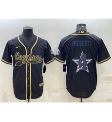 Men Dallas Cowboys 4 Dak Prescott Black Gold Team Big Logo With Patch Cool Base Stitched Baseball Jersey Men Dallas Cowboys 4 Dak Prescott Black Gold Team Big Logo With Patch Cool Base Stitched Baseball Jersey