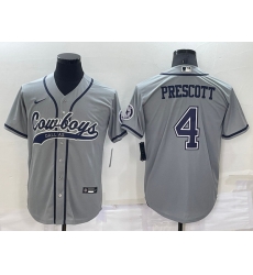 Men Dallas Cowboys 4 Dak Prescott Grey Cool Base Stitched Baseball Jersey Men Dallas Cowboys 4 Dak Prescott Grey Cool Base Stitched Baseball Jersey