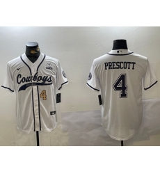 Men Dallas Cowboys 4 White Team With Patch Cool Base Stitched Baseball Jersey 5 Men Dallas Cowboys 4 White Team With Patch Cool Base Stitched Baseball Jersey 5