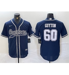 Men Dallas Cowboys 60 Tyler Guyton Navy Cool Base Stitched Baseball Jersey Men Dallas Cowboys 60 Tyler Guyton Navy Cool Base Stitched Baseball Jersey