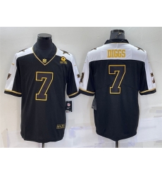 Men Dallas Cowboys 7 Trevon Diggs Black Gold Thanksgiving With Patch Stitched Jersey Men Dallas Cowboys 7 Trevon Diggs Black Gold Thanksgiving With Patch Stitched Jersey