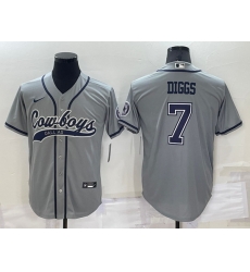 Men Dallas Cowboys 7 Trevon Diggs Grey Cool Base Stitched Baseball Jersey Men Dallas Cowboys 7 Trevon Diggs Grey Cool Base Stitched Baseball Jersey