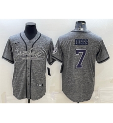Men Dallas Cowboys 7 Trevon Diggs Grey With Patch Cool Base Stitched Baseball JerseyS Men Dallas Cowboys 7 Trevon Diggs Grey With Patch Cool Base Stitched Baseball JerseyS