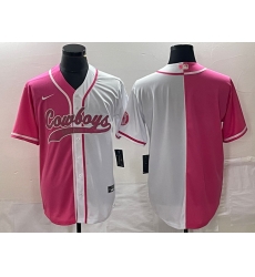 Men Dallas Cowboys Blank Pink White Split Cool Base Stitched Baseball Jersey Men Dallas Cowboys Blank Pink White Split Cool Base Stitched Baseball Jersey