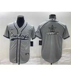Men Dallas Cowboys Grey Team Big Logo With Patch Cool Base Stitched Baseball Jersey Men Dallas Cowboys Grey Team Big Logo With Patch Cool Base Stitched Baseball Jersey
