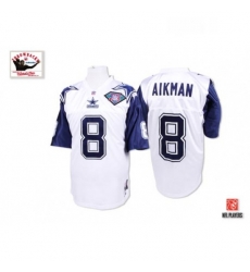 Mens Mitchell and Ness Dallas Cowboys 8 Troy Aikman Authentic White 75TH Patch Throwback NFL Jersey Mens Mitchell and Ness Dallas Cowboys 8 Troy Aikman Authentic White 75TH Patch Throwback NFL Jersey