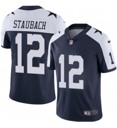 Mens Nike Dallas Cowboys 12 Roger Staubach Navy Blue Throwback Alternate Vapor Untouchable Limited Player NFL Jersey Mens Nike Dallas Cowboys 12 Roger Staubach Navy Blue Throwback Alternate Vapor Untouchable Limited Player NFL Jersey