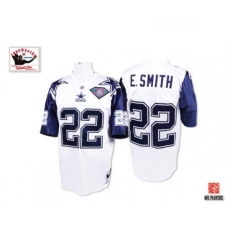 Mitchell and Ness Dallas Cowboys 22 Emmitt Smith Authentic White 75TH Patch Throwback NFL Jersey Mitchell and Ness Dallas Cowboys 22 Emmitt Smith Authentic White 75TH Patch Throwback NFL Jersey
